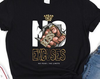 No Excuses T-Shirt, No Fear No Limits Shirt, Motivational Gym Tee, Fitness Discipline Shirt, Workout Gift for Men Women Athletes