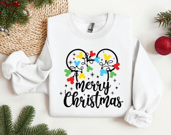 Felpa coordinata natalizia Disney, felpa di Topolino "Buon Natale", maglione natalizio di Minnie, felpa con cappuccio per coppia Disney, regalo per lei