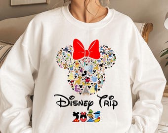 Disney Charakter 2025 Reise-Sweatshirt, Mickey Minnie Hoodie, Disney-Prinzessinnen und Freunde, Disney Urlaubsbekleidung, Familienreise-Shirt