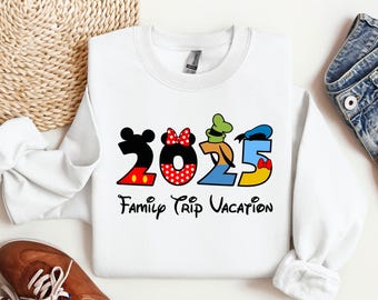 2025 Familie Disney Reise Sweatshirt, Mickey Minnie Doof Donald Urlaub Hoodie, passendes Disney Park Bekleidung Geschenk