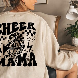 Baseball Mom Sweatshirt, Muttertagsgeschenk, Cheer Mama doppelseitiges Sweatshirt, Gameday Mom Shirt, Softball Hoodie, Cheerleader Mom Sweatshirt