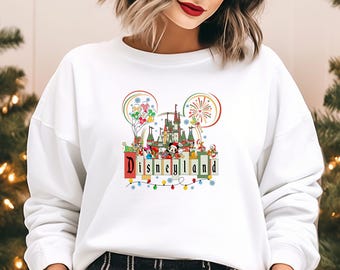 Sudadera navideña con el castillo mágico de Mickey y sus amigos, sudadera navideña de Disneyland, sudadera navideña de Disney, regalo navideño de Mickey