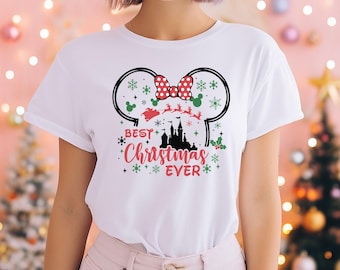 Camiseta navideña de Disney, La mejor Navidad de la historia, Vacaciones familiares a juego, Viaje a Disneyland 2025, Camiseta con el castillo de Magic Kingdom, Camiseta de vacaciones