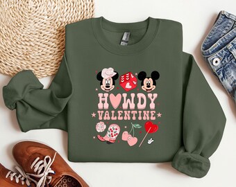 Howdy Valentine Sweatshirt, Disney Valentinstag Sweatshirt, süßes Valentinstag Geschenk, Cowboy Valentine Hoodie, Liebhaber Sweatshirt, Herz Hoodie