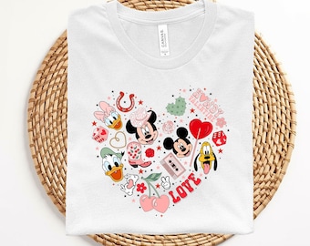 Disney Love Shirt, Mickey and Friends Valentine Shirt, Gift for her, Disney Valentine Tshirt, Valentines Day Gift, Cute Valentines Day Tee