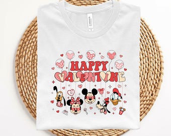 Happy Valentine Shirt, Disney Valentines Day Shirt, Mickey and Friends Valentine Tee, Gift for her, Valentines Day Tshirt, Disney Love Shirt