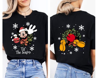Mickey and Minnie Two Sided Christmas Tshirt, Disney Christmas Shirt, Mickey’s Very Merry Christmas Party Tee, Gift for her, 2025 Xmas Shirt