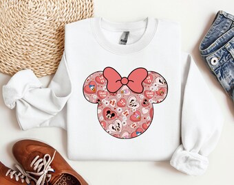 Cute Minnie Sweatshirt, Disney Valentine Sweatshirt, Lover Sweatshirt, Heart Hoodie, Gift for her, Valentines Day Gift Sweatshirt