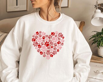 Paw Heart Sweatshirt, Girlfriend Gift, Valentines Day Sweatshirt, Gift for her, Cute Valentine's Day Sweatshirt, Animal Lover Hoodie