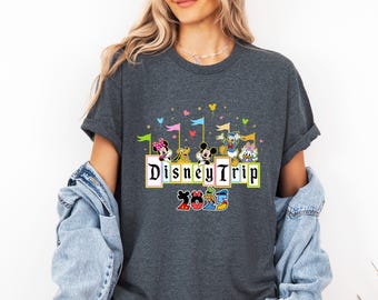 Disney Trip Mickey and Friends 2025 Shirt, Disneyland Family Vacation Matching Shirt, Disney Clothes, Disneyworld Tour Shirt