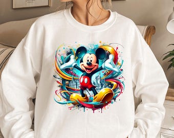 Mickey Mouse Theme Park Hoodie, Disney Fan Sweatshirt, Colorful Vacation Crewneck, Cute Mickey Gift for Kids, Disneyland Trip Shirt
