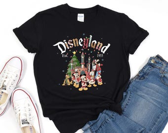 Camiseta navideña de Disneyland, Est. 1955, Castillo de Mickey y sus amigos, Camiseta familiar a juego, Viaje a California 2025, Camiseta de vacaciones, Camiseta de grupo