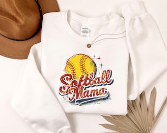 Softball Mama Sweatshirt, Mother's Day Gift, Vintage Baseball Mom Sweatshirt, Birthday Gift for Mom, Gift for her, Baseball Hoodie