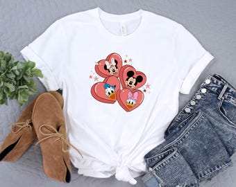 Mickey and Friends Valentine Shirt, Heart Shirt, Valentines Day Shirt, Cute Lover Tshirt, Gift for her, Cute Valentine Shirt, Lover Tee