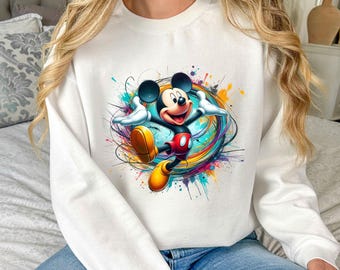 Mickey Mouse Hoodie, Disneyland Sweatshirt, Magical Kingdom Crewneck, Cute Disney Gift for Him Her, Retro Cartoon Colorful Hoodie