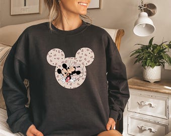 Mickey and Minnie Valentine Sweatshirt, Valentines Day Gift, Disney Valentine Sweatshirt, Gift for her, Mickey Ear Heart Sweatshirt