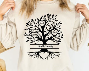 Family Tree Personalized Sweatshirt, Mother's Day Sweatshirt, Birthday Gift for Mom, Matching Sweatshirt, Family Sweatshirt for Gift