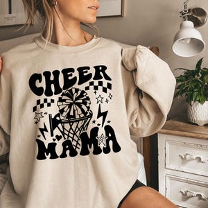 Basebollmamma-tröja, Cheer Mama-tröja med två sidor, matchmamma-tröja, mors dag-present, softbolltröja, cheerleader-mamma-tröja