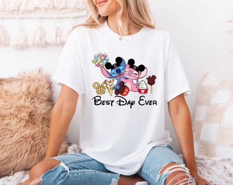 Camiseta de Stitch, camiseta de Ángel y Snacks de Disney, camiseta "El mejor día de tu vida", camiseta de Magic Kingdom Foodie, regalo de vacaciones para chicas, camiseta de Epcot