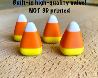 Däckventilhattar (set om 4) - Candy Corn-ventilhatt 3D-utskriven Halloween-ventilhatt monterad med Schrader- eller Presta-ventil