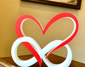 Hearts with Infinity Sign Statue Valentines Day Decor Love Sign Valentine Heart Gift Home Decor Love Decoration 3D printed