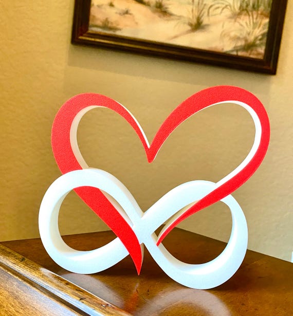 Hearts With Infinity Sign Statue Valentines Day Decor Love Sign