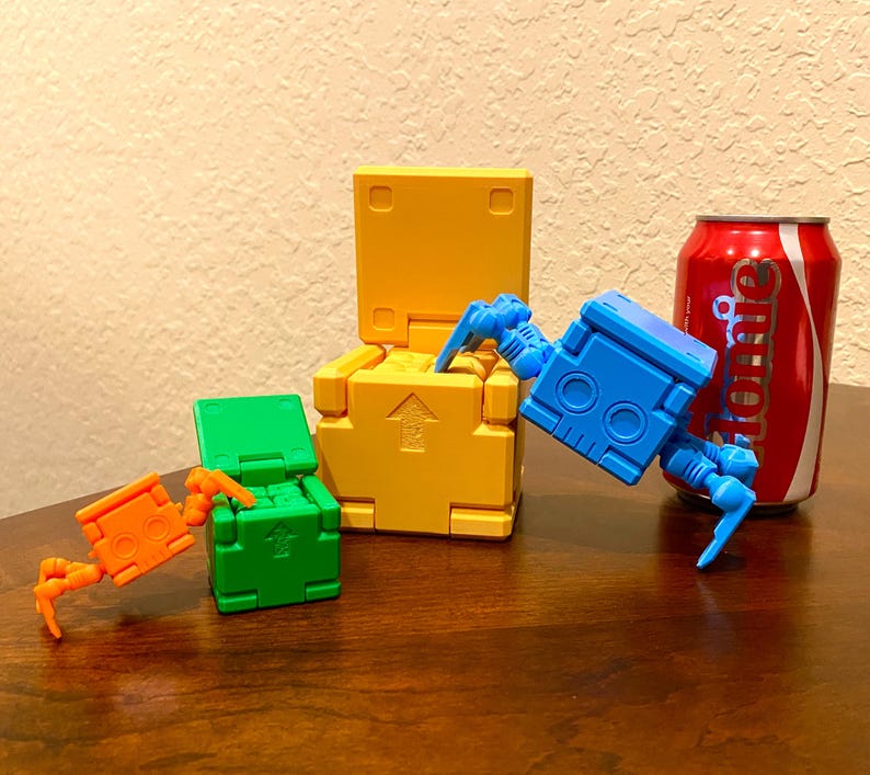 Transforming Little Cube Guy ABS Gadget 3D printed Transforming Desk Toy Fidget - Gift Idea for all Ages image 6