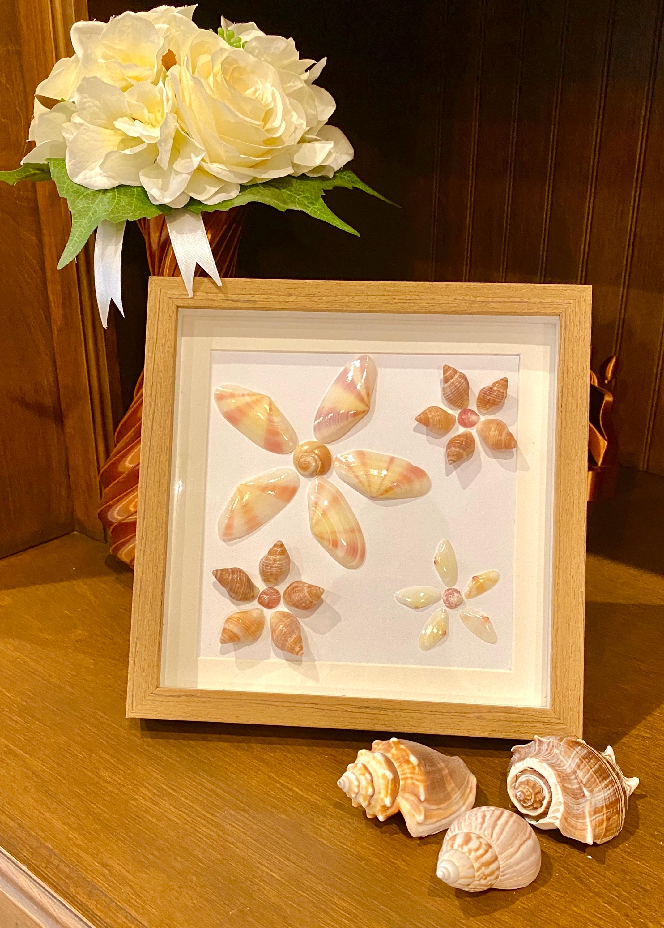 Sea Shells Coastal Art - Unique Seashell Flowers Mosaic Wall Art Home ...