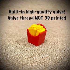 Tire Valve Caps (Set of 4) - French Fries Valve Stem Cap 3D printed Fried Potato Valve Stem Cap Assembled with Schrader or Presta valve