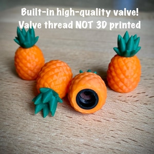 Tire Valve Caps (Set of 4) - Pineapple Valve Stem Cap 3D printed Tropical Fruit Valve Stem Cap Assembled with Schrader or Presta valve