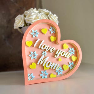 Mother’s Day Heart “I Love You” Sign Statue Mothers Day Decor Love Sign Valentine Heart Gift Home Decor Love Decoration 3D printed