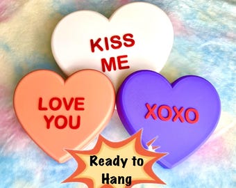 GIANT Conversation Hearts Custom Text READY to HANG, Classic and Custom Phrases, Plastic Valentines Day Candy Hearts, Gift Decoration