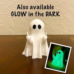 Funny Middle Finger Ghost - Sassy Flipping Off Ghost Figurine: Spooky 3D Printed Halloween Desk Decor, Adorable Fall Accent, Unique Gag Gift