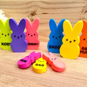 Personalized Easter Peeps Bunny Marshmallow Peeps Bunny Peep Custom Text, Classic and Custom Phrases, Plastic Easter Peep Candy Gift Idea