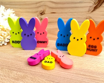 Personalized Easter Peeps Bunny Marshmallow Peeps Bunny Peep Custom Text, Classic & Custom Phrases, Plastic Easter Peep Candy Easter Basket