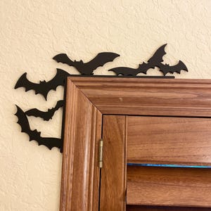 Decoración de esquina de puerta con murciélagos de Halloween - Adorno de esquina para puerta grande con murciélagos de Halloween, decoración navideña, regalo 3D.