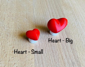 Tire Valve Caps - Heart Big and Small Valve Stem Cap (Set of 4) Premium! 3D printed Red Heart Valve Stem Cap Assembled with Schrader valve