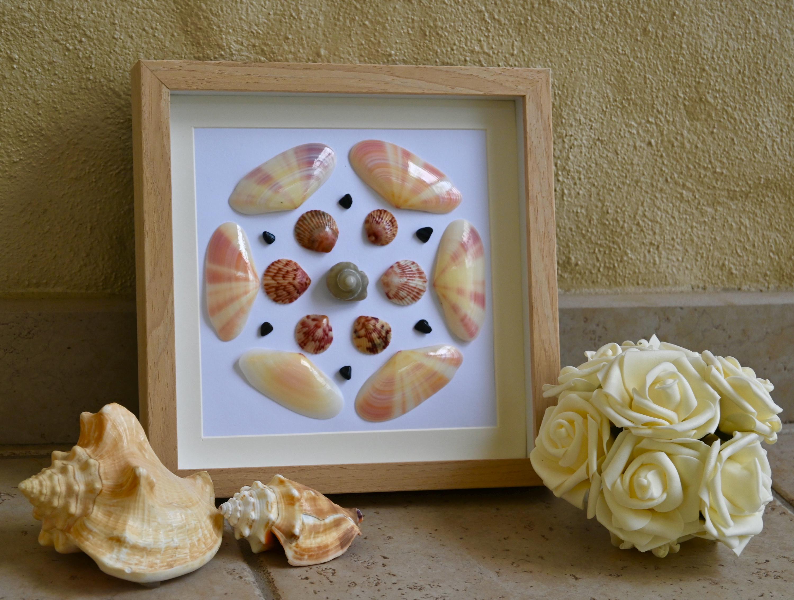 Sea Shells Coastal Art - Unique Seashell Mosaic Wall Art Home Decor ...