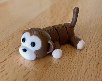 Monkey Flexi Gelede Dier - Schattige chimpansee Flexi Tiny 3D-geprint Fidget Toy Mini Pocket Pet Sensory Toy - Cadeaus voor kinderen of volwassenen