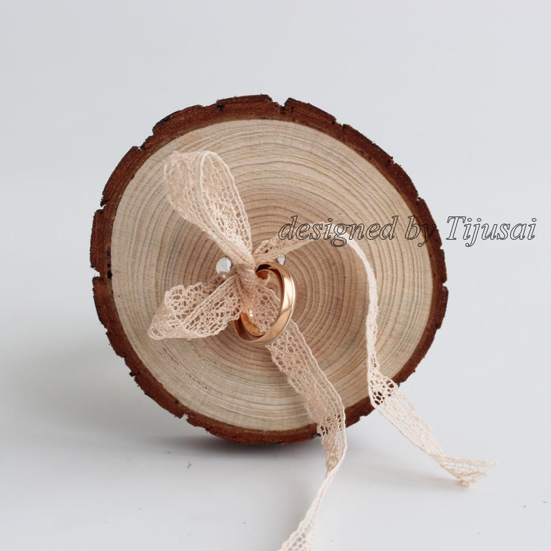 Ring bearer wood slice-wedding ring holder ready to ship
