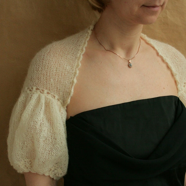 Ivory Shrug-Bolero-Capelet---hand knitted , size M
