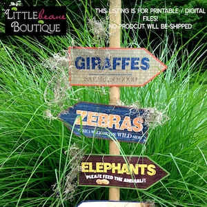 Printable Safari Jungle Signs, DIY, African Safari party signs, jungle party, Zoo banner, Safari birthday party, Jungle birthday Decorations