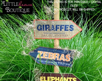 Printable Safari Jungle Signs, DIY, African Safari party signs, jungle party, Zoo banner, Safari birthday party, Jungle birthday Decorations