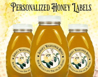 Custom Honey Labels, Honey Jar Stickers, Wildflower Honey labels, mason jar labels, personalized honey Jar Labels