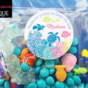 Under the sea party, Under the sea Stickers, Ocean Birthday Party, Fish Stickers, Coral Reef Stickers, Mermaid Party, Favor labels