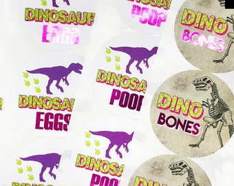 Girls Dinosaur Stickers, Girls Dinosaur Birthday Party, Dino Dig, Dinosaur Eggs, Dinosaur Excavation, labels, Dinosaur Bones, party favors