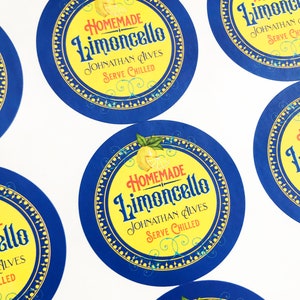 Custom Limoncello Labels, Mediterranean Stye Labels, Italian Stickers, Homemade Limoncello Bottle labels image 1