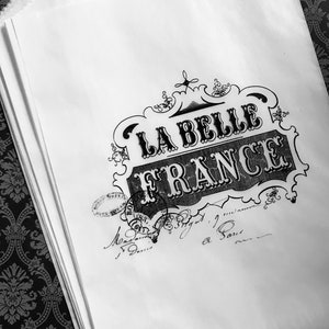 French Favor bags - Large French patisserie bags - boulangerie bags - Paris Party treat bags - glassine bags - Vintage LaBelle France bags
