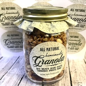 Homemade Granola Stickers, Dry Canning Labels, Granola Canning labels, Packaging Labels, Custom Labels,  Personalized stickers