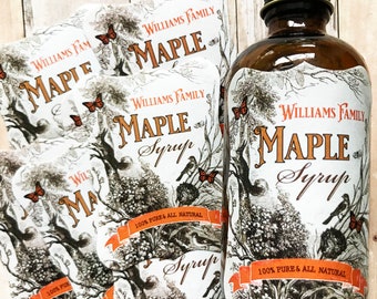 Maple Syrup Labels, Custom Maple syrup bottle labels, homemade maple syrup labels